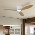 ZEVENTI - LED Stmívatelný stropní ventilátor VENTORA LED/24W/230V 3000/4000/6000K Wi-Fi Tuya bílá/dub + dálkové ovládání