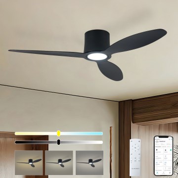 ZEVENTI - LED Stmívatelný stropní ventilátor VENTORA LED/24W/230V 3000/4000/6000K Wi-Fi Tuya černá + dálkové ovládání
