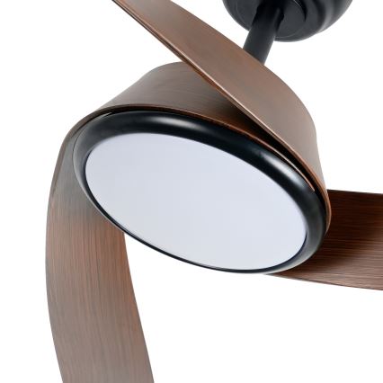 ZEVENTI - LED Stmívatelný stropní ventilátor AERYS LED/24W/230V 3000/4000/6000K Wi-Fi Tuya černá/ořech + dálkové ovládání