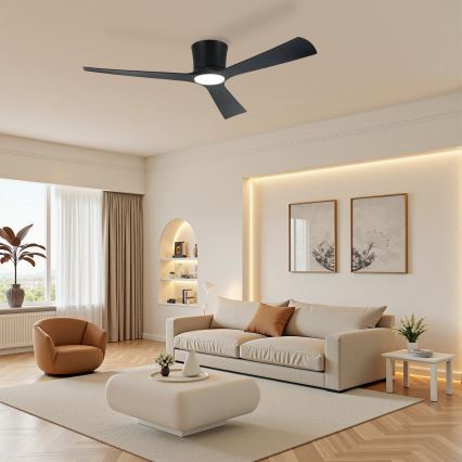 ZEVENTI - LED Stmívatelný stropní ventilátor AUREX LED/24W/230V 3000/4000/6000K Wi-Fi Tuya černá + dálkové ovládání