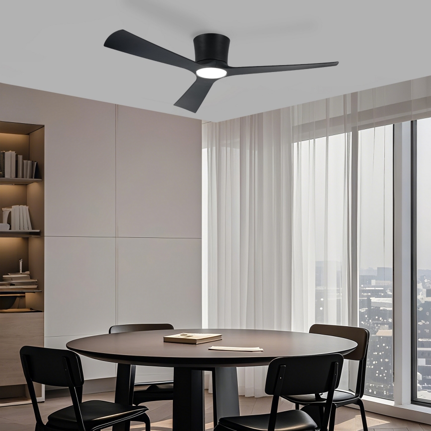 ZEVENTI - LED Stmívatelný stropní ventilátor AUREX LED/24W/230V 3000/4000/6000K Wi-Fi Tuya černá + dálkové ovládání