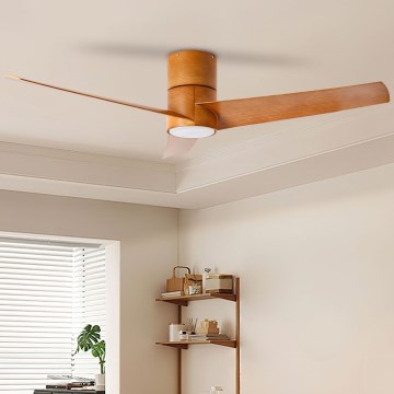 ZEVENTI - LED Stropní ventilátor BARROSA LED/18W/230V 3000/4000/6000K Wi-Fi Tuya hnědá + dálkové ovládání