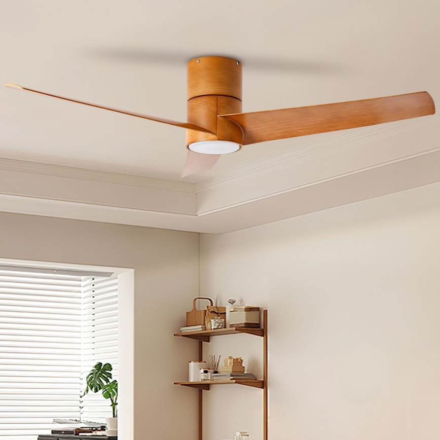 ZEVENTI - LED Stropní ventilátor BARROSA LED/18W/230V 3000/4000/6000K Wi-Fi Tuya hnědá + dálkové ovládání