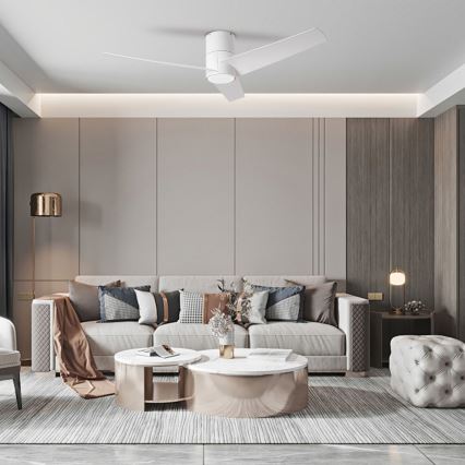 ZEVENTI - LED Stmívatelný stropní ventilátor BARROSA LED/18W/230V 3000-6000K Wi-Fi Tuya bílá + dálkové ovládání
