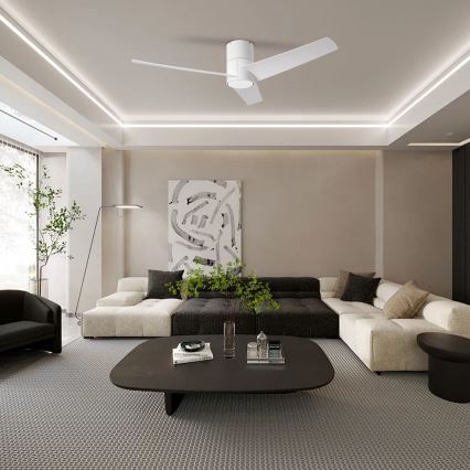 ZEVENTI - LED Stmívatelný stropní ventilátor BARROSA LED/18W/230V 3000-6000K Wi-Fi Tuya bílá + dálkové ovládání