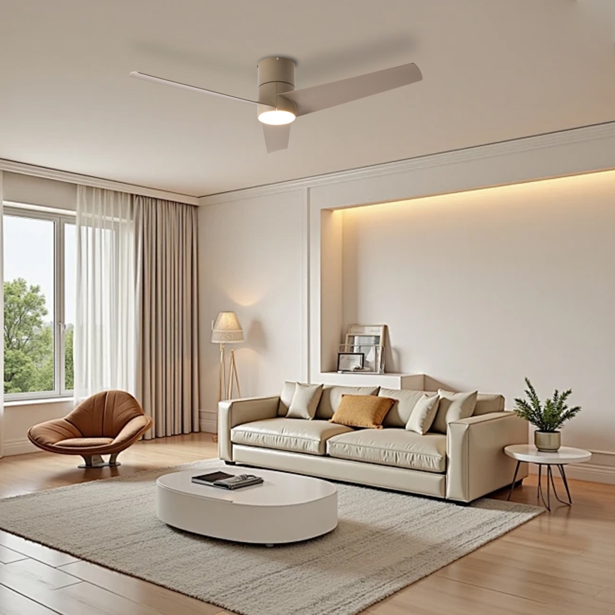 ZEVENTI - LED Stropní ventilátor BARROSA LED/18W/230V 3000/4000/6000K Wi-Fi Tuya béžová + dálkové ovládání