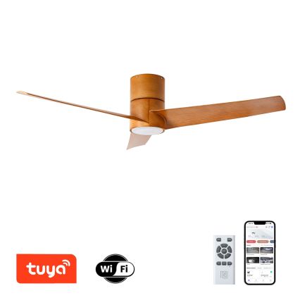 ZEVENTI - LED Stropní ventilátor BARROSA LED/18W/230V 3000/4000/6000K Wi-Fi Tuya hnědá + dálkové ovládání