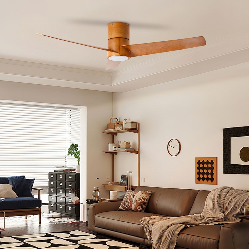 ZEVENTI - LED Stropní ventilátor BARROSA LED/18W/230V 3000/4000/6000K Wi-Fi Tuya hnědá + dálkové ovládání