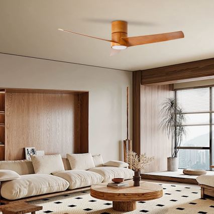 ZEVENTI - LED Stropní ventilátor BARROSA LED/18W/230V 3000/4000/6000K Wi-Fi Tuya hnědá + dálkové ovládání