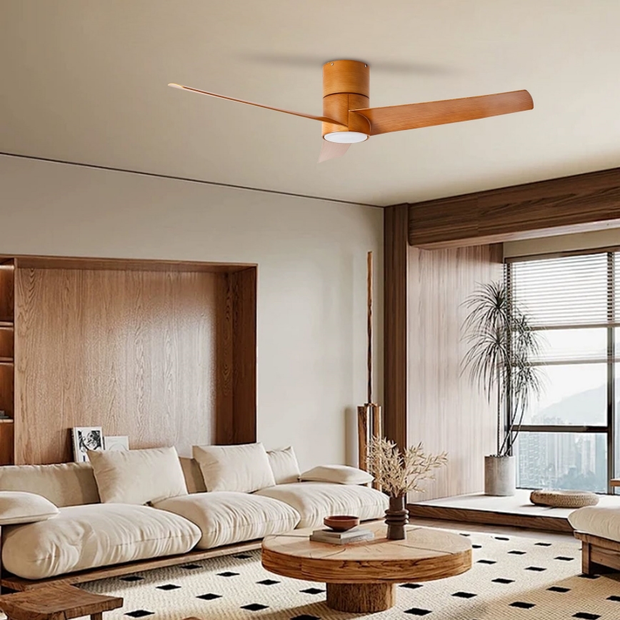 ZEVENTI - LED Stropní ventilátor BARROSA LED/18W/230V 3000/4000/6000K Wi-Fi Tuya hnědá + dálkové ovládání