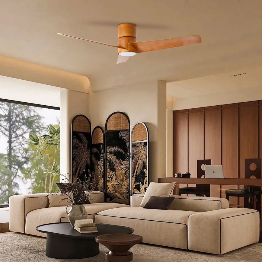 ZEVENTI - LED Stropní ventilátor BARROSA LED/18W/230V 3000/4000/6000K Wi-Fi Tuya hnědá + dálkové ovládání