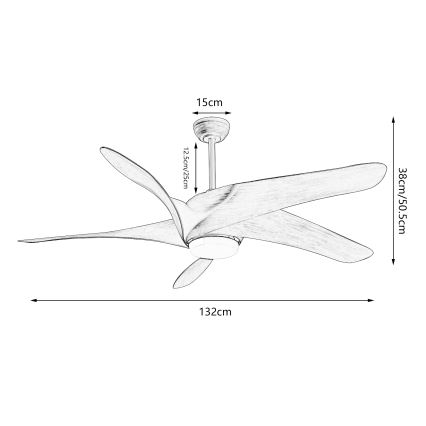 ZEVENTI - LED Stropní ventilátor LUCCA LED/18W/230V 3000-6000K Wi-Fi Tuya hnědá + dálkové ovládání