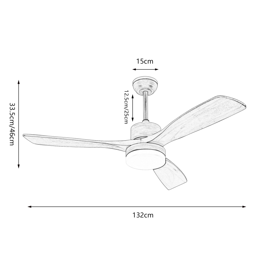 ZEVENTI - LED Stmívatelný stropní ventilátor MARE LED/24W/230V 3000-6000K Wi-Fi Tuya dub + dálkové ovládání