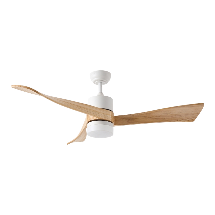 ZEVENTI - LED Stmívatelný stropní ventilátor NATURITO LED/18W/230V 3000-6000K Wi-Fi Tuya bílá/dub + dálkové ovládání