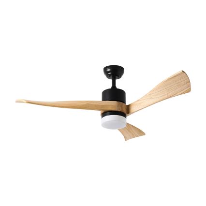 ZEVENTI - LED Stmívatelný stropní ventilátor NATURITO LED/18W/230V 3000-6000K Wi-Fi Tuya černá/dub + dálkové ovládání