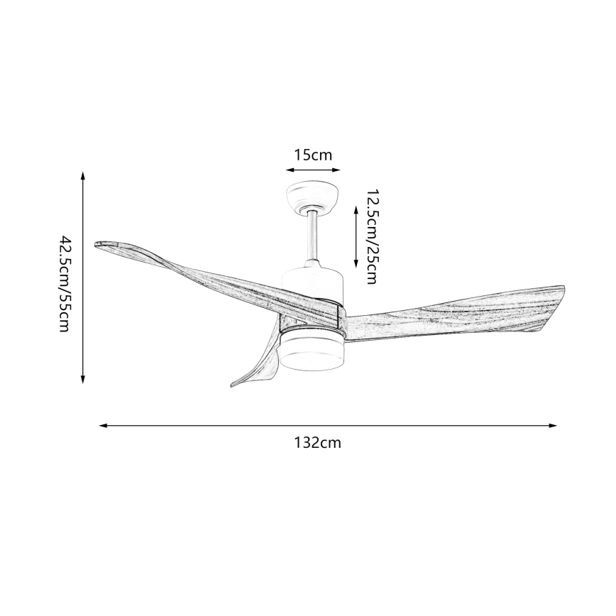 ZEVENTI - LED Stmívatelný stropní ventilátor NATURITO LED/18W/230V 3000-6000K Wi-Fi Tuya černá/dub + dálkové ovládání