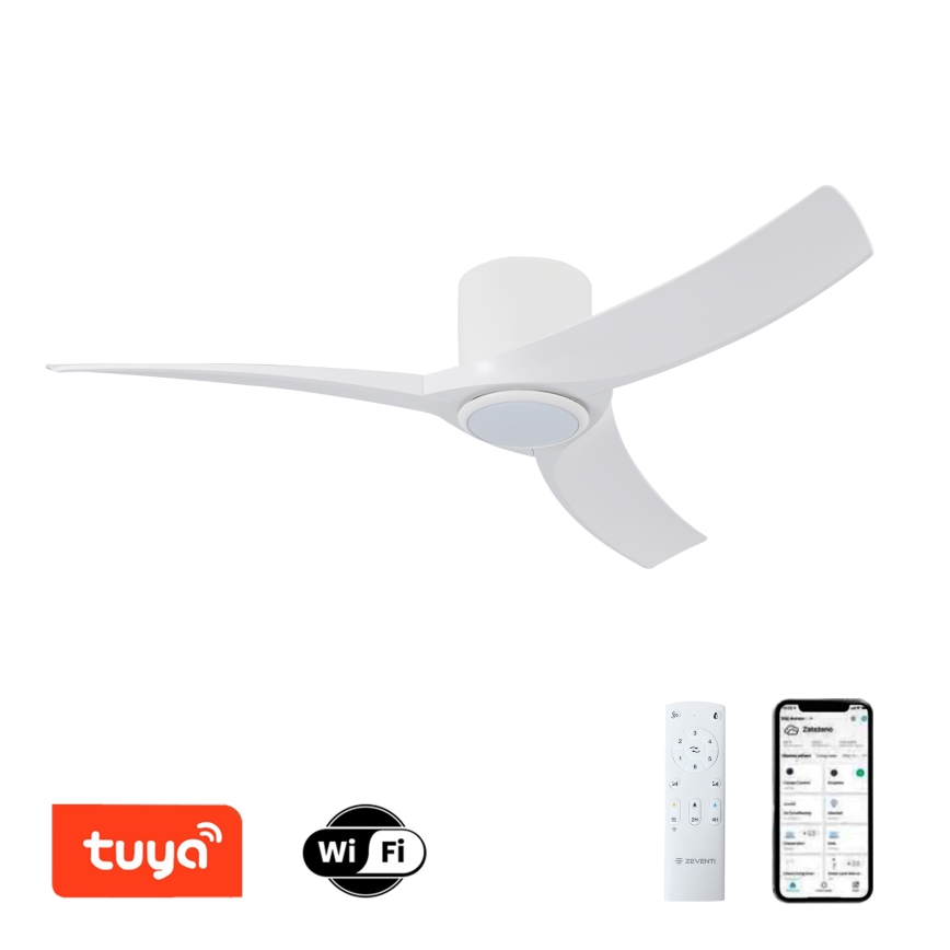 ZEVENTI - LED Stmívatelný stropní ventilátor ORBITO LED/24W/230V 3000/4000/6000K Wi-Fi Tuya bílá + dálkové ovládání