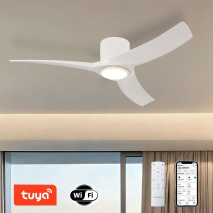 ZEVENTI - LED Stmívatelný stropní ventilátor ORBITO LED/24W/230V 3000/4000/6000K Wi-Fi Tuya bílá + dálkové ovládání