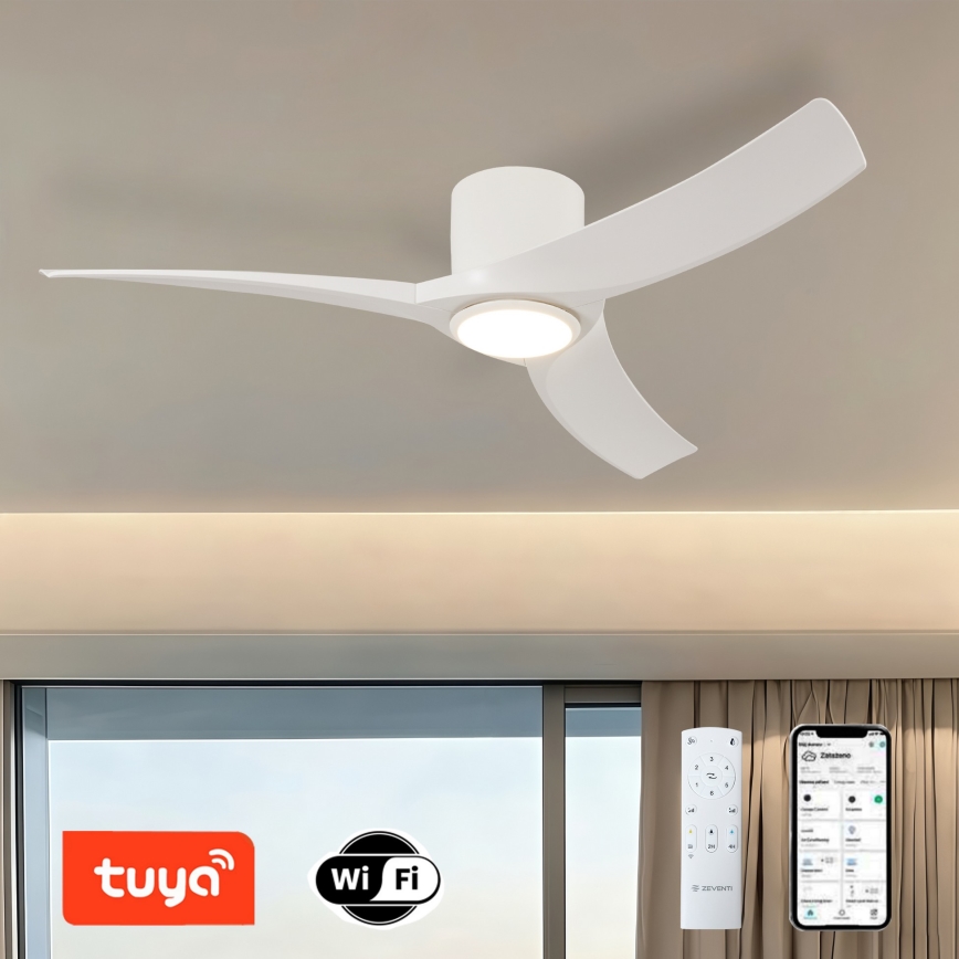ZEVENTI - LED Stmívatelný stropní ventilátor ORBITO LED/24W/230V 3000/4000/6000K Wi-Fi Tuya bílá + dálkové ovládání