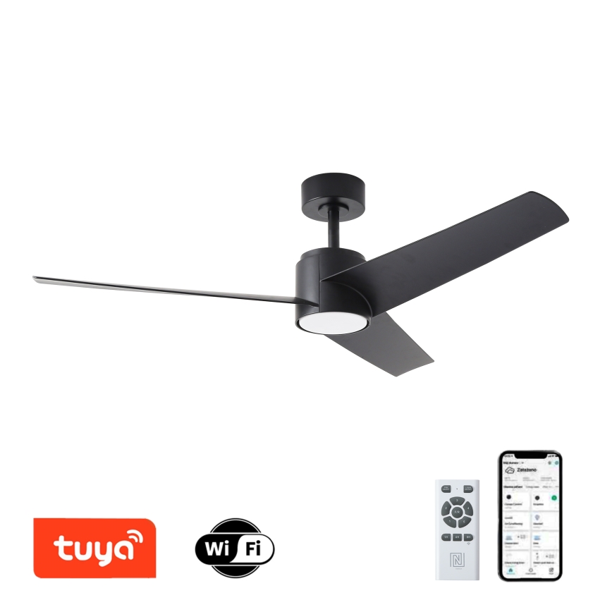 ZEVENTI - LED Stmívatelný stropní ventilátor ORVIETO LED/18W/230V 3000-6000K Wi-Fi Tuya černá + dálkové ovládání