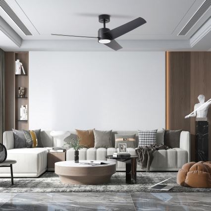 ZEVENTI - LED Stmívatelný stropní ventilátor ORVIETO LED/18W/230V 3000-6000K Wi-Fi Tuya černá + dálkové ovládání