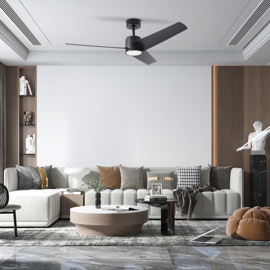 ZEVENTI - LED Stmívatelný stropní ventilátor ORVIETO LED/18W/230V 3000-6000K Wi-Fi Tuya černá + dálkové ovládání