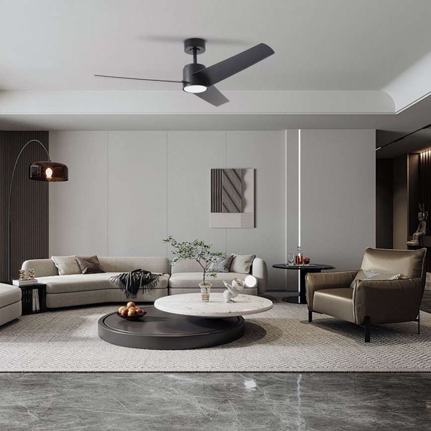 ZEVENTI - LED Stmívatelný stropní ventilátor ORVIETO LED/18W/230V 3000-6000K Wi-Fi Tuya černá + dálkové ovládání