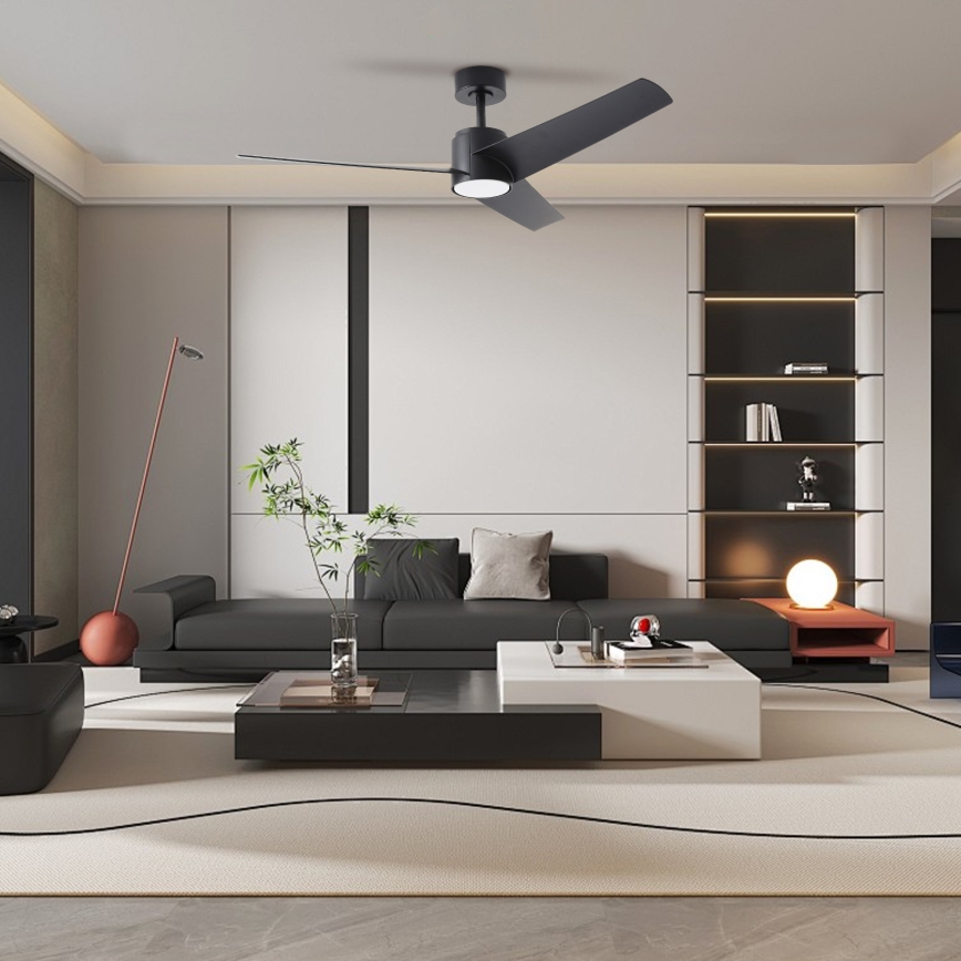 ZEVENTI - LED Stmívatelný stropní ventilátor ORVIETO LED/18W/230V 3000-6000K Wi-Fi Tuya černá + dálkové ovládání