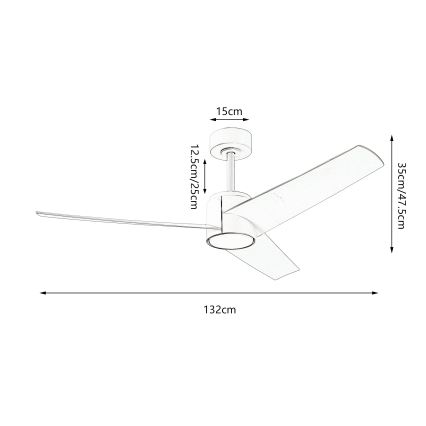 ZEVENTI - LED Stmívatelný stropní ventilátor ORVIETO LED/18W/230V 3000-6000K Wi-Fi Tuya černá + dálkové ovládání