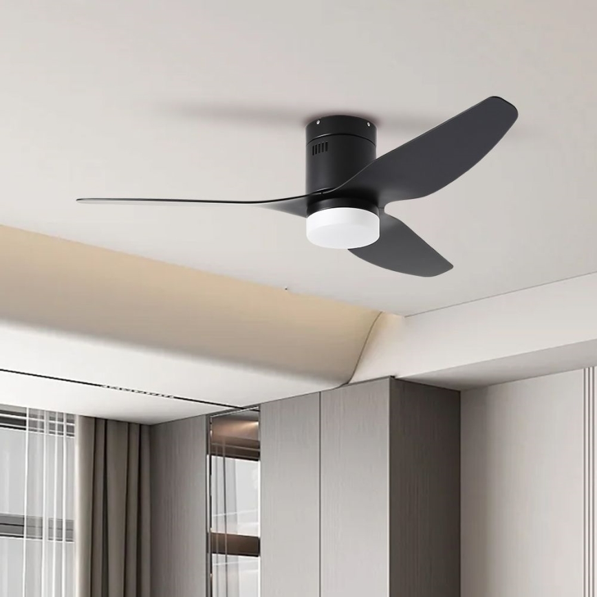 ZEVENTI - LED Stropní ventilátor PADUA LED/18W/230V 3000/4000/6000K Wi-Fi Tuya černá + dálkové ovládání