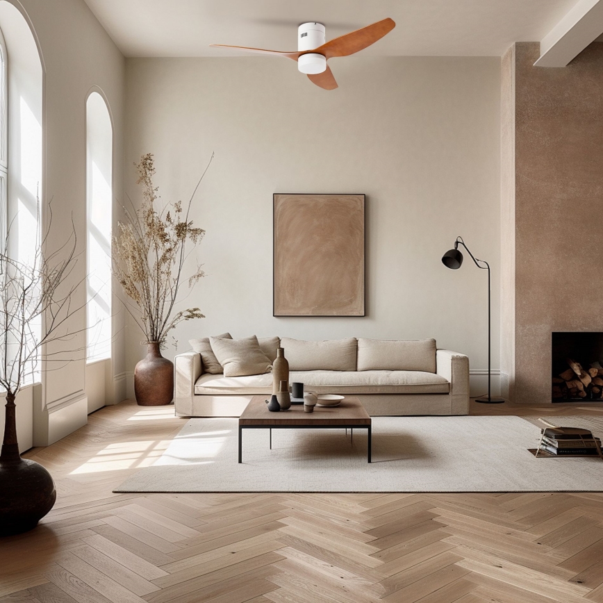 ZEVENTI - LED Stmívatelný stropní ventilátor PADUA LED/18W/230V 3000-6000K Wi-Fi Tuya bílá/hnědá + dálkové ovládání