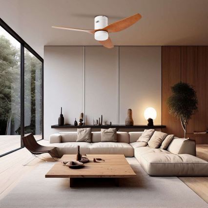ZEVENTI - LED Stmívatelný stropní ventilátor PADUA LED/18W/230V 3000-6000K Wi-Fi Tuya bílá/hnědá + dálkové ovládání