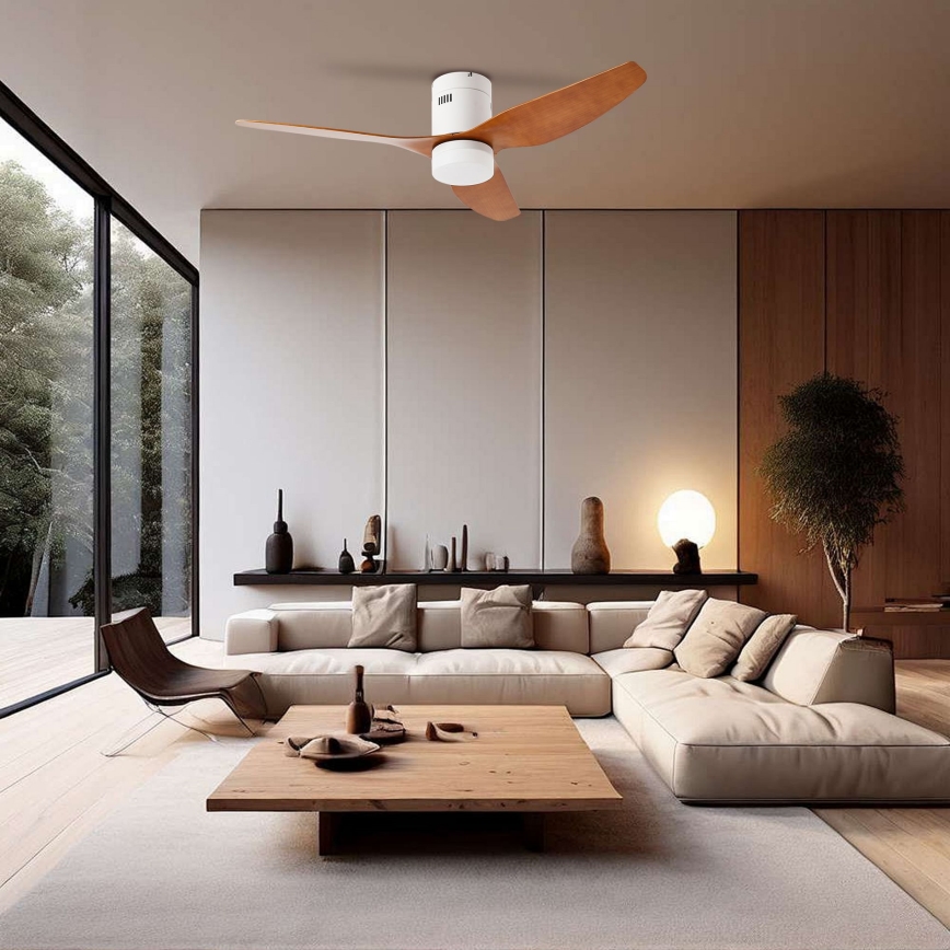ZEVENTI - LED Stmívatelný stropní ventilátor PADUA LED/18W/230V 3000-6000K Wi-Fi Tuya bílá/hnědá + dálkové ovládání
