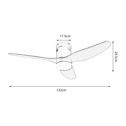 ZEVENTI - LED Stmívatelný stropní ventilátor PADUA LED/18W/230V 3000-6000K Wi-Fi Tuya bílá/hnědá + dálkové ovládání