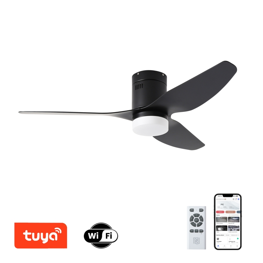ZEVENTI - LED Stmívatelný stropní ventilátor PADUA LED/18W/230V 3000-6000K Wi-Fi Tuya černá + dálkové ovládání