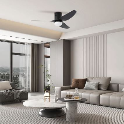 ZEVENTI - LED Stmívatelný stropní ventilátor PADUA LED/18W/230V 3000-6000K Wi-Fi Tuya černá + dálkové ovládání