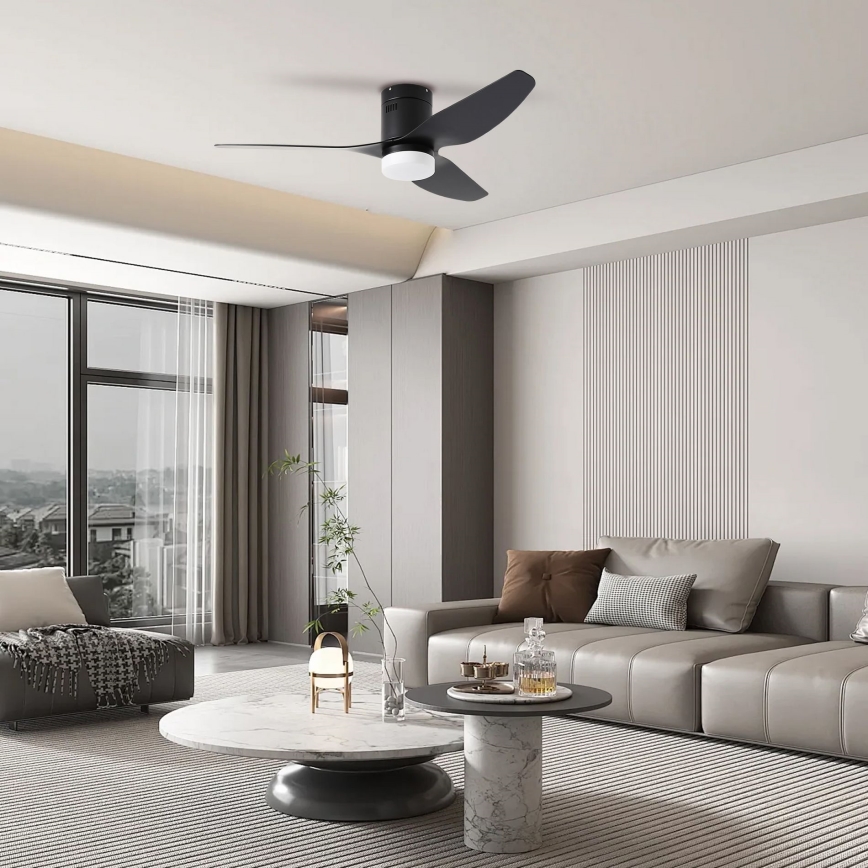 ZEVENTI - LED Stmívatelný stropní ventilátor PADUA LED/18W/230V 3000-6000K Wi-Fi Tuya černá + dálkové ovládání