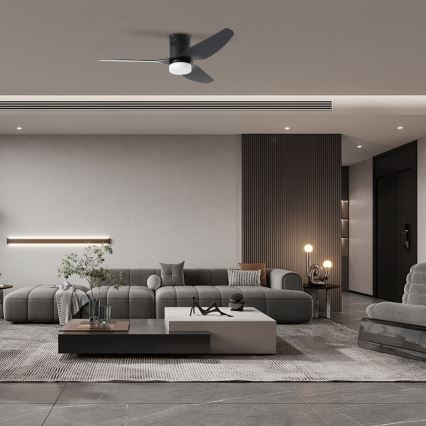 ZEVENTI - LED Stmívatelný stropní ventilátor PADUA LED/18W/230V 3000-6000K Wi-Fi Tuya černá + dálkové ovládání