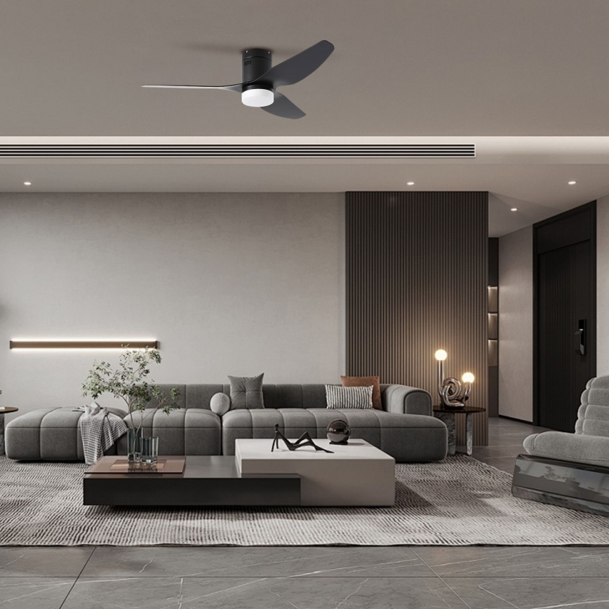 ZEVENTI - LED Stmívatelný stropní ventilátor PADUA LED/18W/230V 3000-6000K Wi-Fi Tuya černá + dálkové ovládání