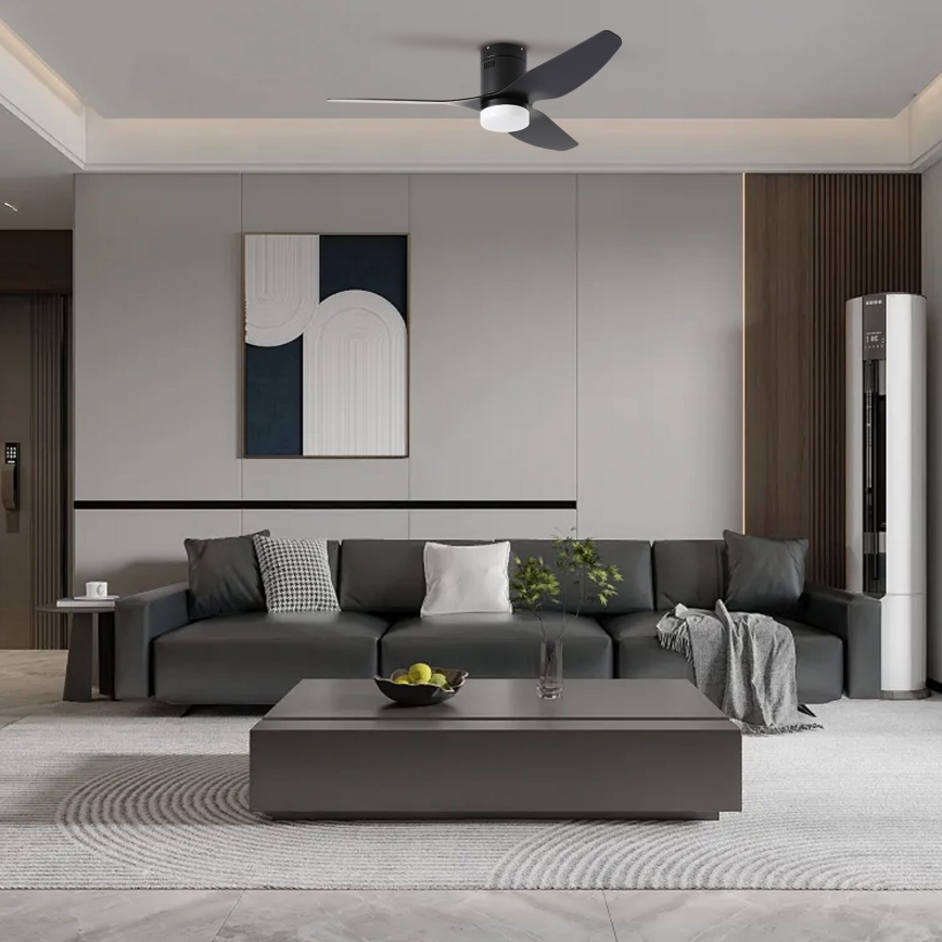 ZEVENTI - LED Stmívatelný stropní ventilátor PADUA LED/18W/230V 3000-6000K Wi-Fi Tuya černá + dálkové ovládání