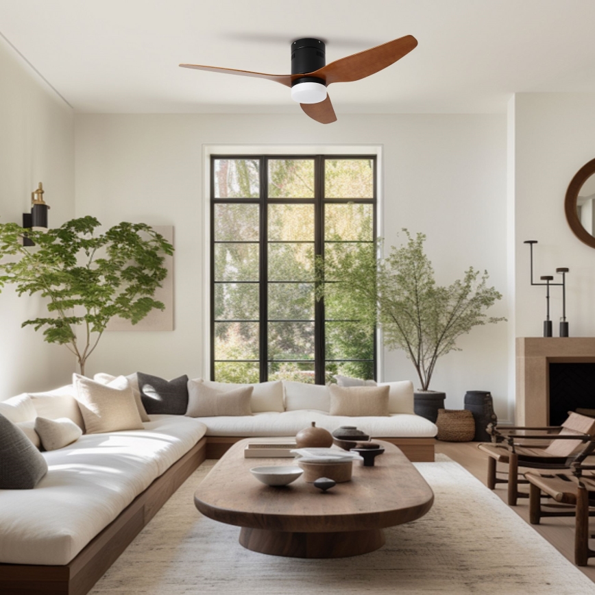 ZEVENTI - LED Stmívatelný stropní ventilátor PADUA LED/18W/230V 3000-6000K Wi-Fi Tuya černá/hnědá + dálkové ovládání