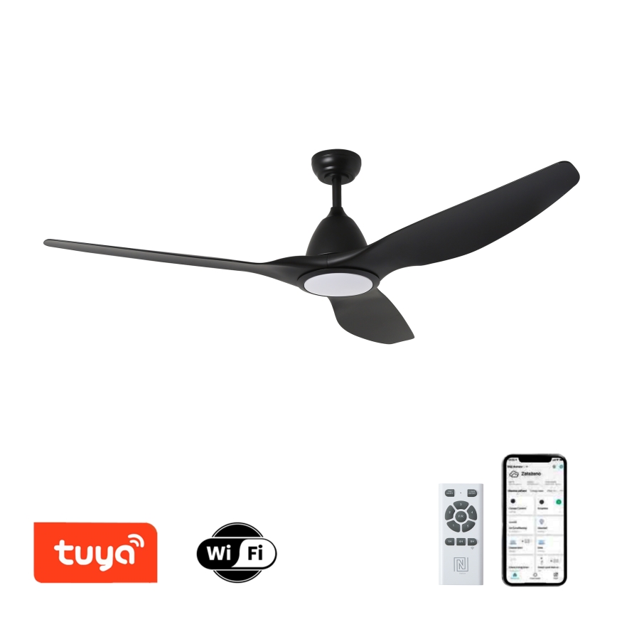 ZEVENTI - LED Stmívatelný stropní ventilátor URBINO LED/20W/230V 3000-6000K Wi-Fi Tuya černá + dálkové ovládání
