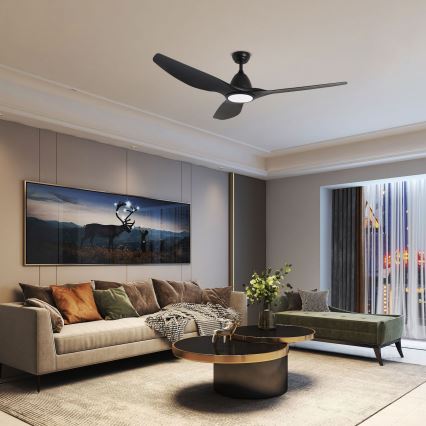 ZEVENTI - LED Stmívatelný stropní ventilátor URBINO LED/20W/230V 3000-6000K Wi-Fi Tuya černá + dálkové ovládání