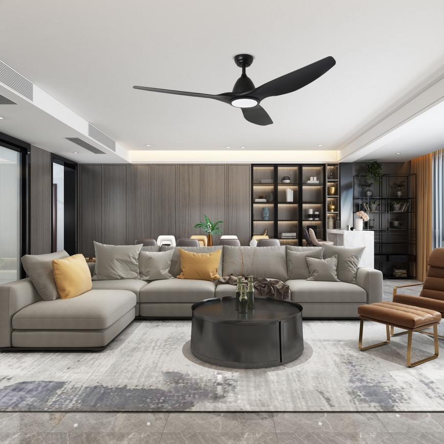 ZEVENTI - LED Stmívatelný stropní ventilátor URBINO LED/20W/230V 3000-6000K Wi-Fi Tuya černá + dálkové ovládání