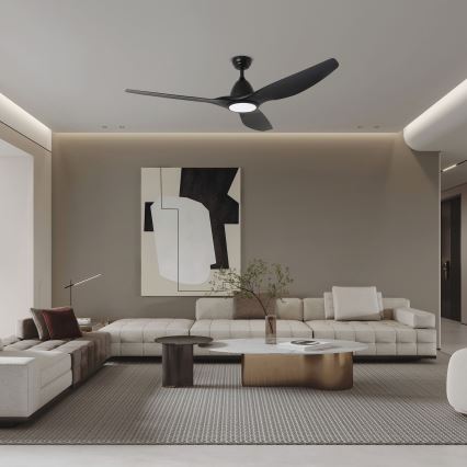 ZEVENTI - LED Stmívatelný stropní ventilátor URBINO LED/20W/230V 3000-6000K Wi-Fi Tuya černá + dálkové ovládání