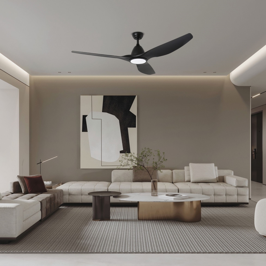 ZEVENTI - LED Stmívatelný stropní ventilátor URBINO LED/20W/230V 3000-6000K Wi-Fi Tuya černá + dálkové ovládání