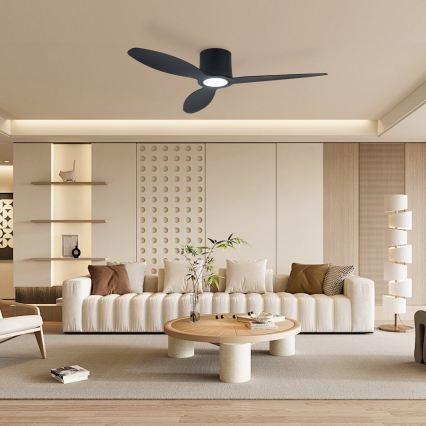 ZEVENTI - LED Stmívatelný stropní ventilátor VENTORA LED/24W/230V 3000/4000/6000K Wi-Fi Tuya černá + dálkové ovládání