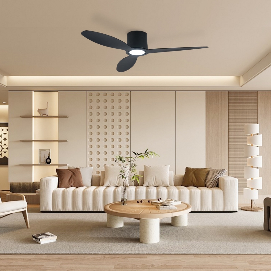 ZEVENTI - LED Stmívatelný stropní ventilátor VENTORA LED/24W/230V 3000/4000/6000K Wi-Fi Tuya černá + dálkové ovládání