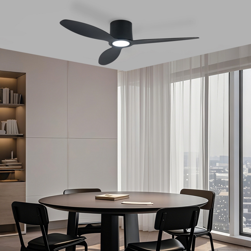ZEVENTI - LED Stmívatelný stropní ventilátor VENTORA LED/24W/230V 3000/4000/6000K Wi-Fi Tuya černá + dálkové ovládání