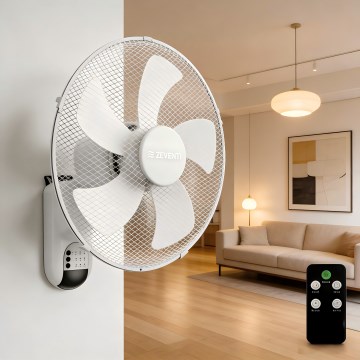ZEVENTI - Nástěnný ventilátor FANNY 45W/230V pr. 41 cm bílá + dálkové ovládání